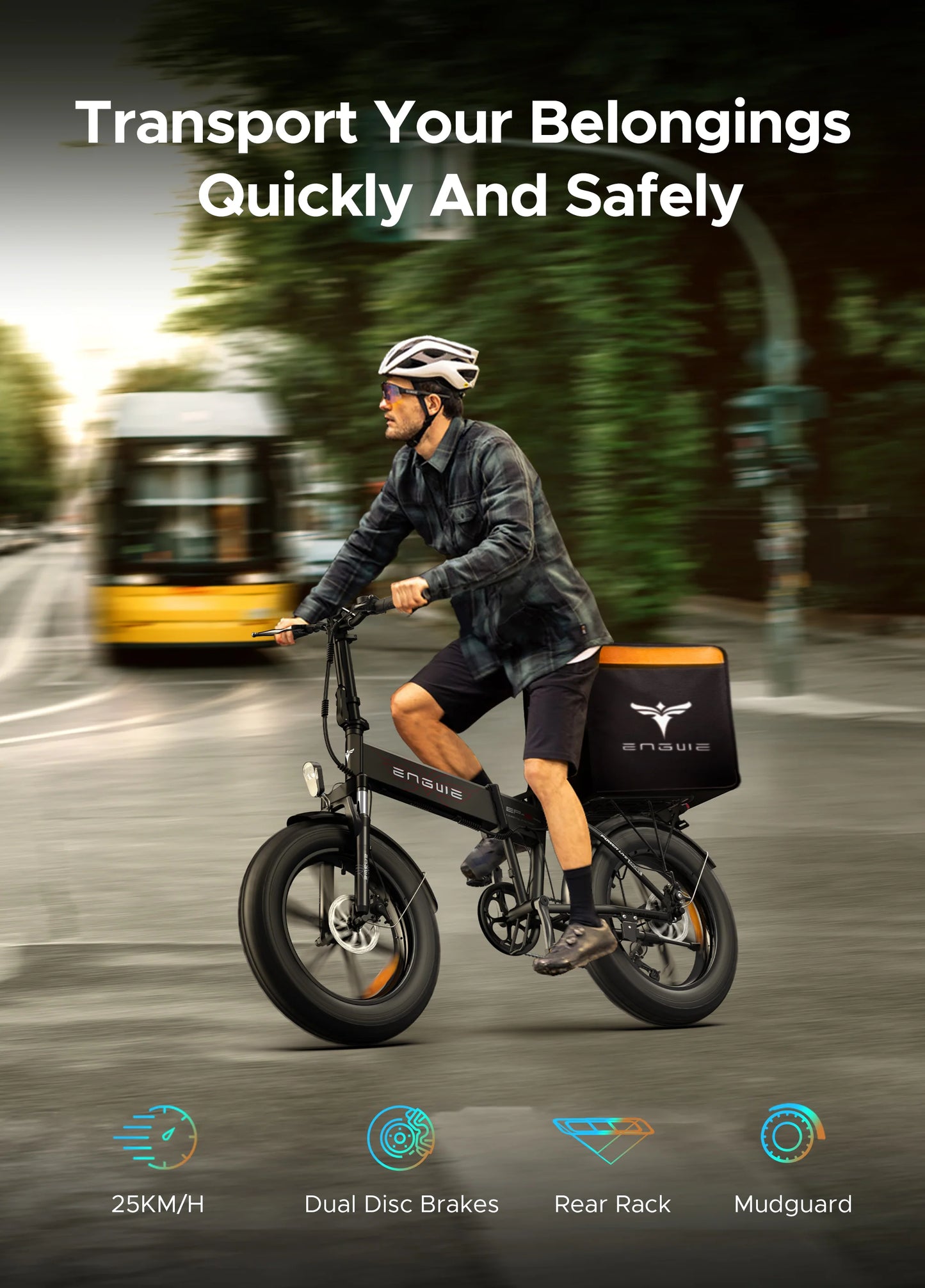 ENGWE EP-2 PRO Foldable Full Suspension Electric Bike - Top Speed 15.5mph | 74mi Range | 250W Power