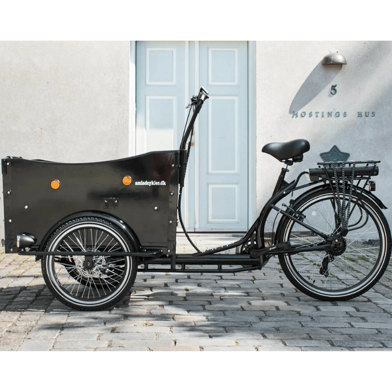 AMCargo Bikes Curve Dog Friendly Tadpole Electric Cargo Trike - Top Speed 15.5mph | 40mi Range | 250W Power - Black