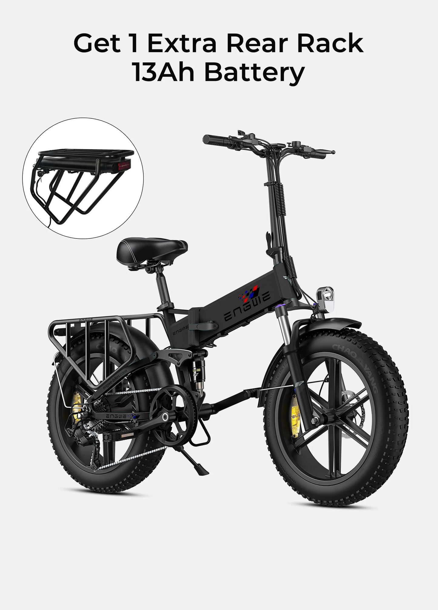 ENGWE ENGINE X Foldable Electric Bike Full Suspension - Top Speed 15.5mph | 62mi Range | 55Nm Torque | 250W Power