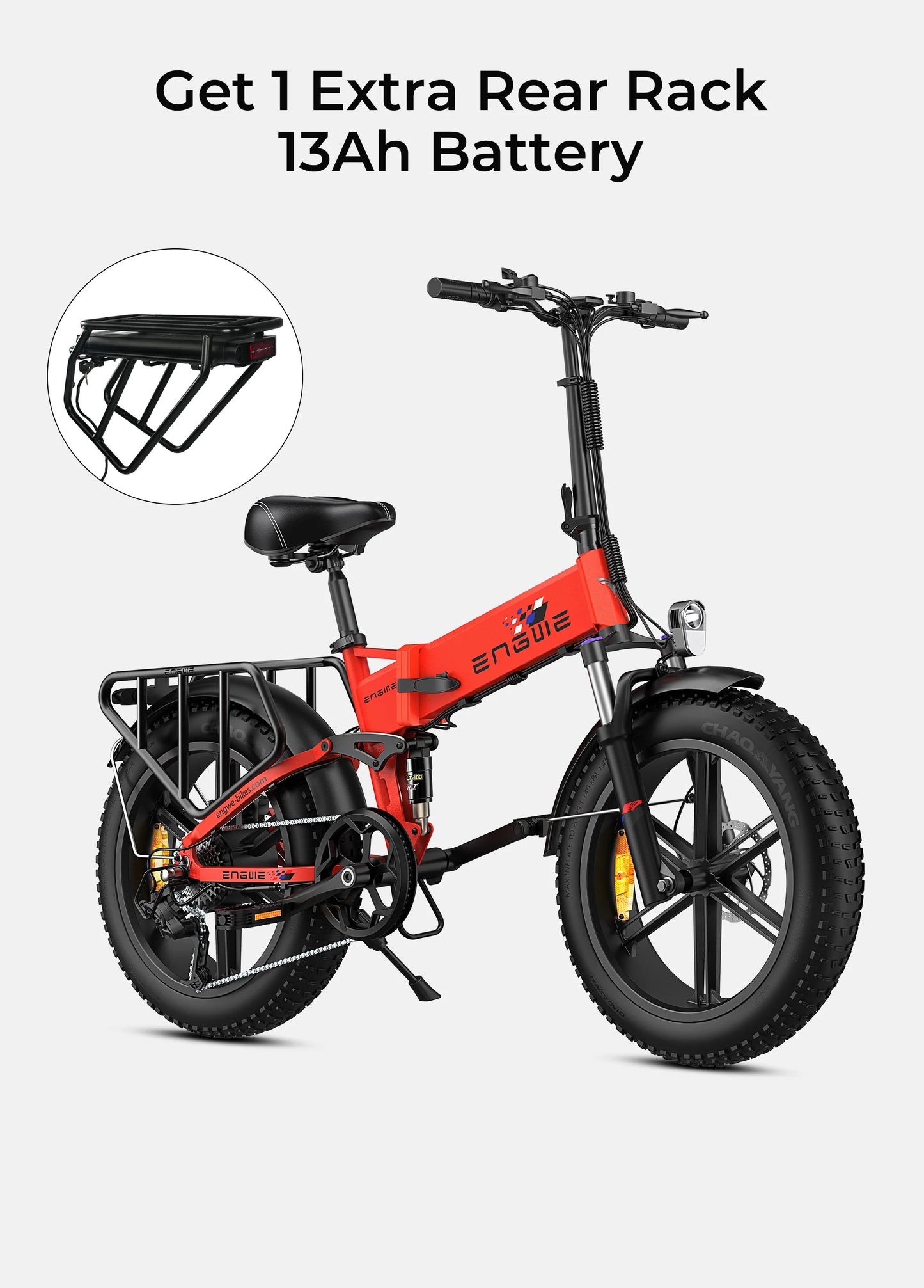 ENGWE ENGINE X Foldable Electric Bike Full Suspension - Top Speed 15.5mph | 62mi Range | 55Nm Torque | 250W Power