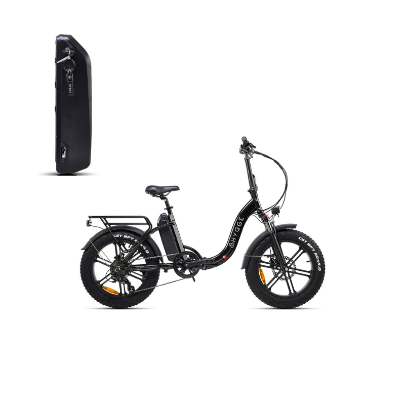 HYGGE Vester Step All Terrain Foldable Fat Tyres Electric Bike- Top Speed 15.5mph | 50mi Range | 48V Battery | 250W Power - Onyx Black