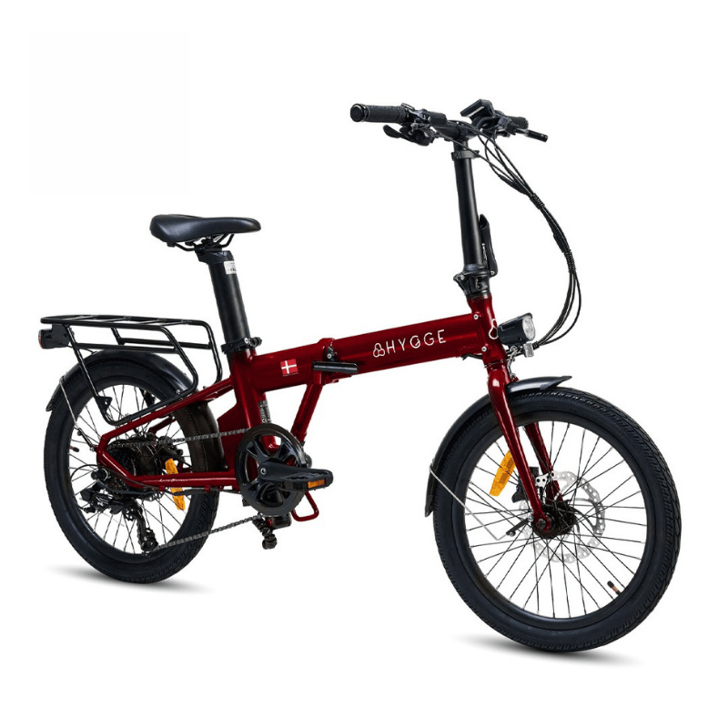 HYGGE VIRUM 2025 Lightweight Foldable Electric Bike - 36V Battery | Top Speed 15.5mph | 37mi Range | 250W Power - British Sangria Red