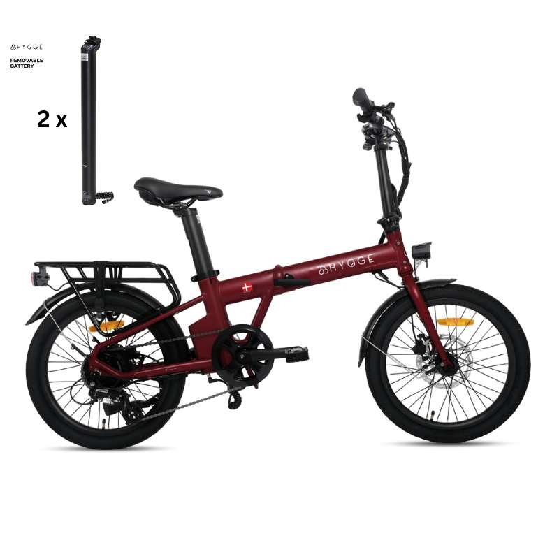 HYGEE VIRUM 2025 Lightweight Foldable Electric Bike - 36V Battery | Top Speed 15.5mph | 37mi Range | 250W Power - British Sangria Red