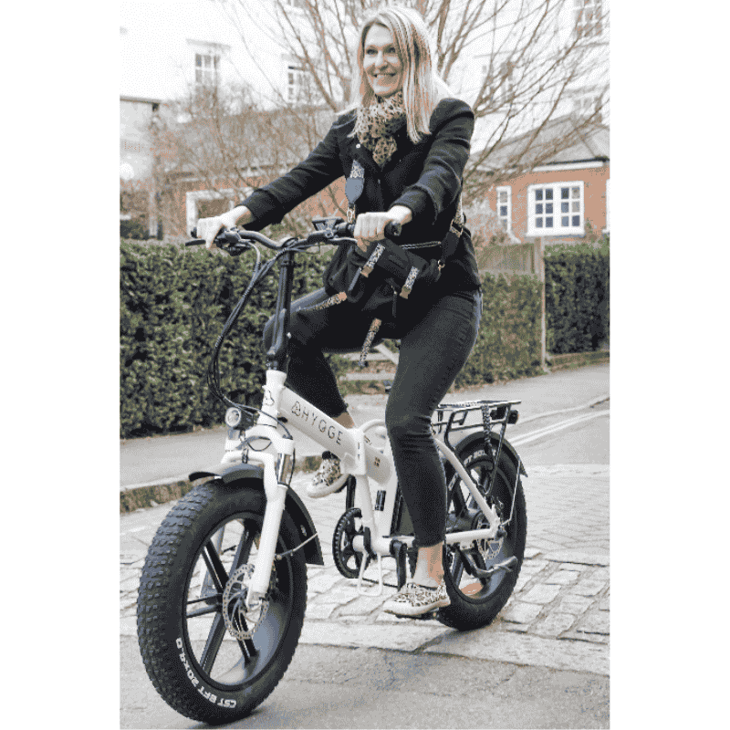 HYGGE Vester Foldable All Terrain Fat Tyre Electric Bike - Top Speed 15.5mph | 50mi Range | 48V Battery | 250W Hub Motor - Heron White