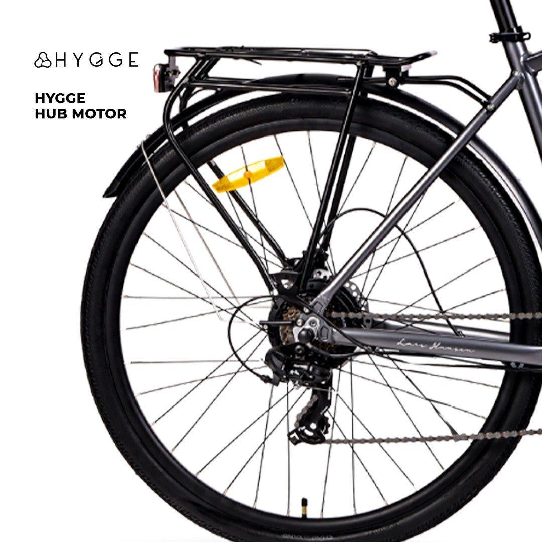 HYGEE AARHUS Urban Explorer Crossbar Electric Bike - Top Speed 15.5mph | 50mi Range | 250W Power - Graphite Grey