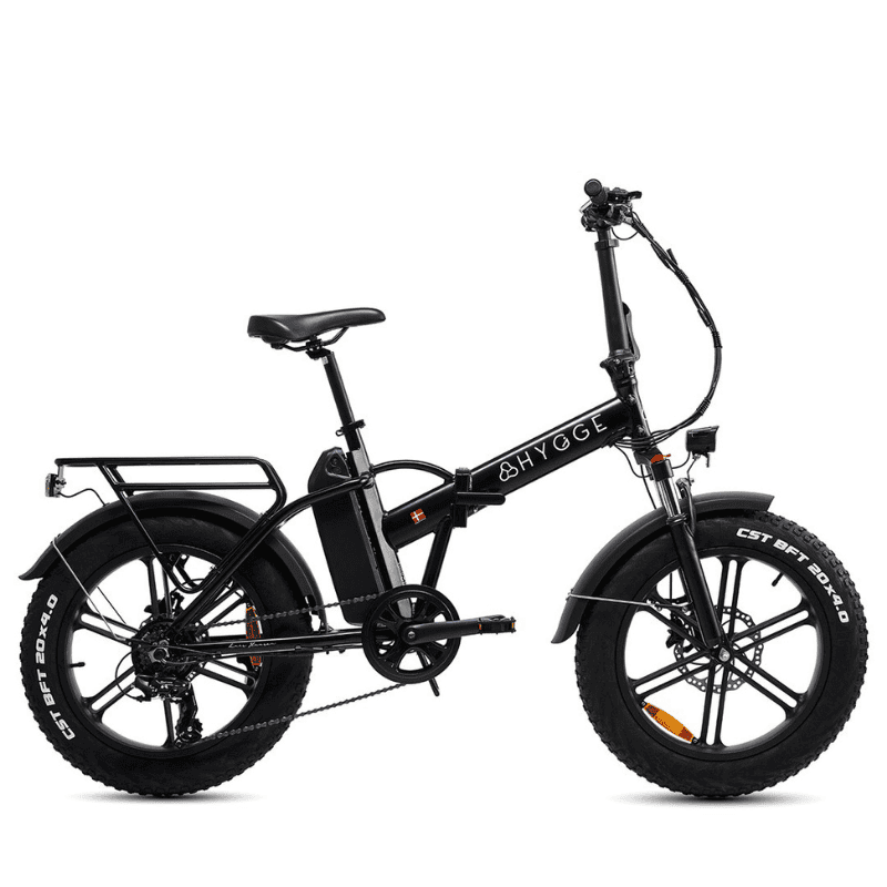 HYGGE Vester Foldable Fat Tyre All Terrain Electric Bike - Top Speed 15.5mph | 46mi Range | 48V Battery | Hub Motor | 250W Power - Onyx Black
