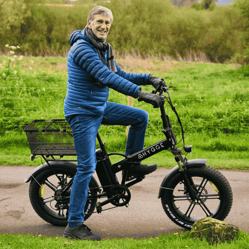 HYGGE Vester Foldable Fat Tyre All Terrain Electric Bike - Top Speed 15.5mph | 46mi Range | 48V Battery | Hub Motor | 250W Power - Onyx Black