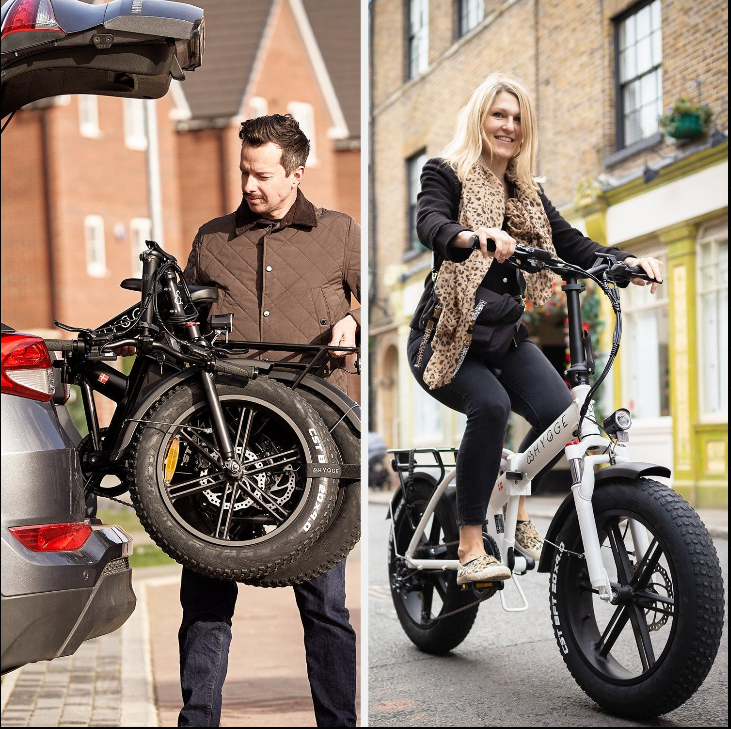 HYGGE Vester Foldable Fat Tyre All Terrain Electric Bike - Top Speed 15.5mph | 46mi Range | 48V Battery | Hub Motor | 250W Power - Onyx Black