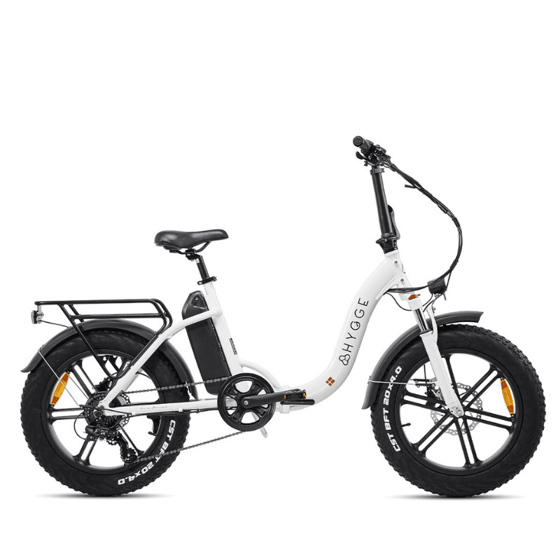 HYGGE Vester Step All Terrain Foldable Fat Tyres Electric Bike - Top Speed 15.5mph | 50mi Range | 48V Battery | 250W Power - Heron White