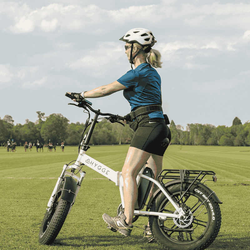 HYGGE Vester Foldable All Terrain Fat Tyre Electric Bike - Top Speed 15.5mph | 50mi Range | 48V Battery | 250W Hub Motor - Heron White
