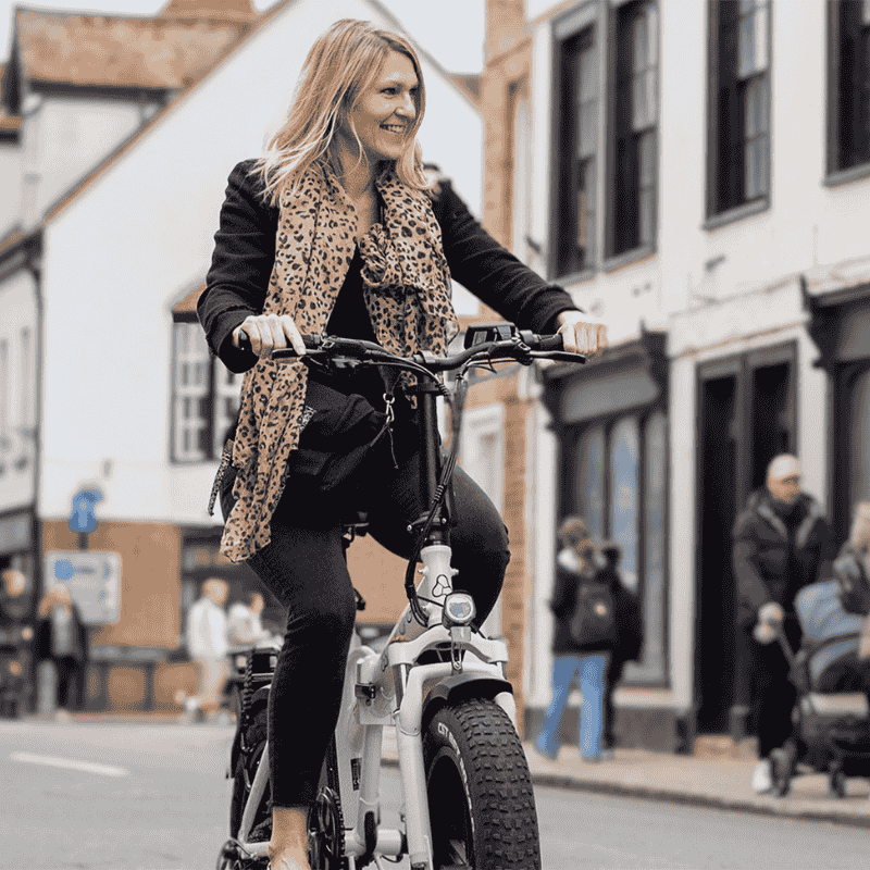 HYGGE Vester Foldable All Terrain Fat Tyre Electric Bike - Top Speed 15.5mph | 50mi Range | 48V Battery | 250W Hub Motor - Heron White