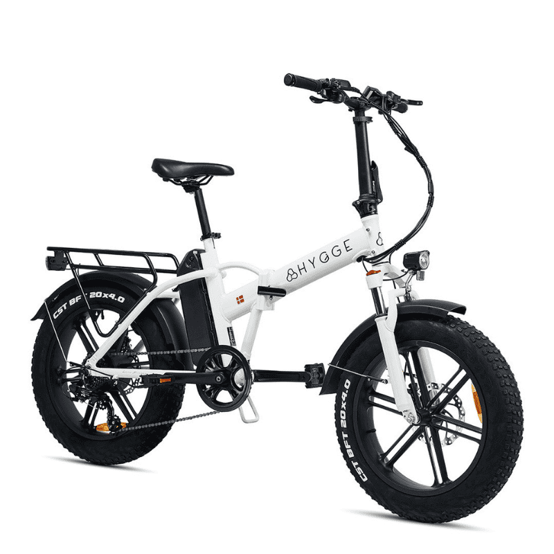 HYGGE Vester Foldable All Terrain Fat Tyre Electric Bike - Top Speed 15.5mph | 50mi Range | 48V Battery | 250W Hub Motor - Heron White