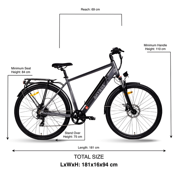 HYGEE AARHUS Urban Explorer Crossbar Electric Bike - Top Speed 15.5mph | 50mi Range | 250W Power - Graphite Grey
