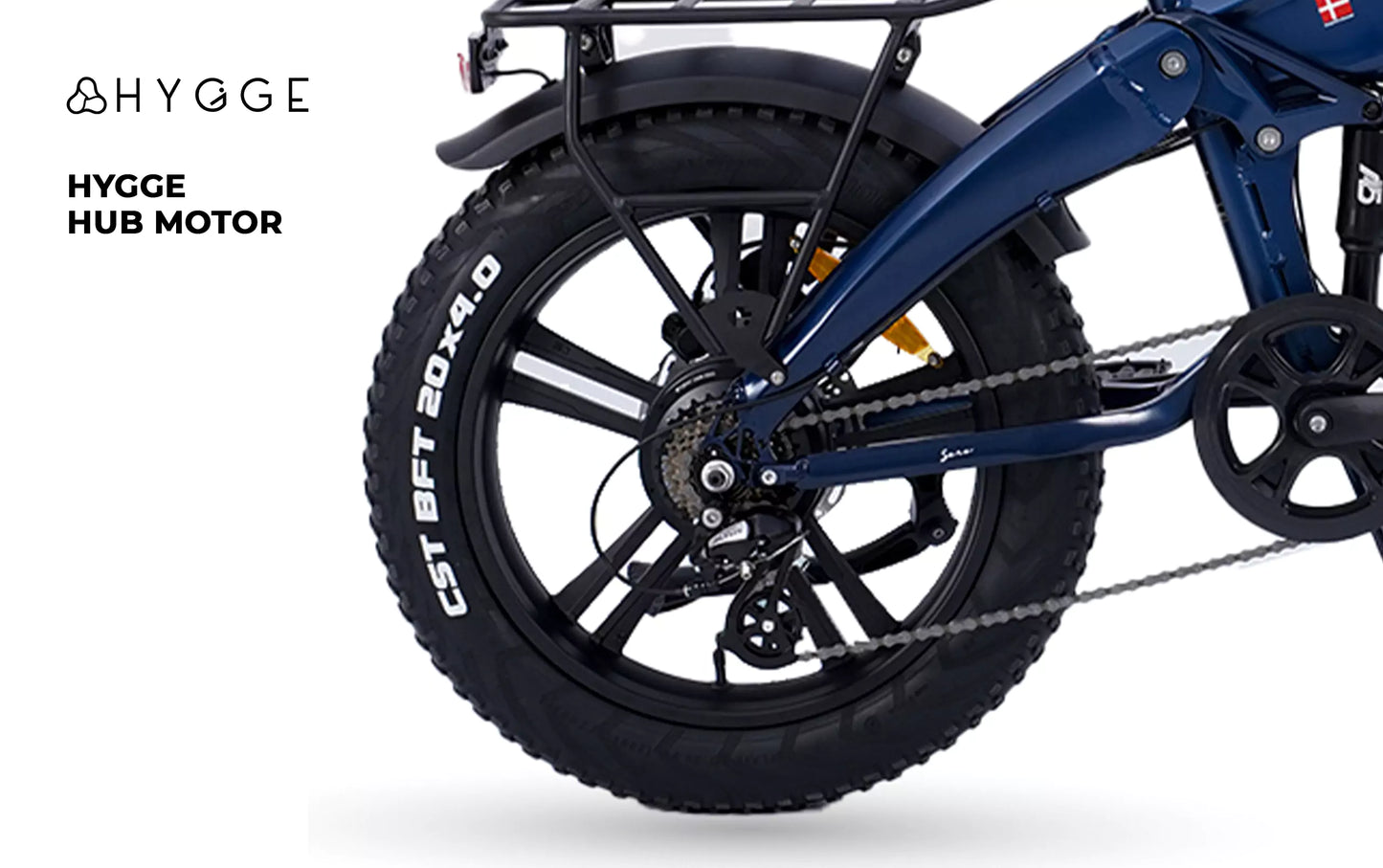 HYGGE SORO Foldable Fat Tyre Electric Bike - Top Speed 15.5mph | 43mi Range | 48V 14Ah Battery | 250W Power - Hub Motor