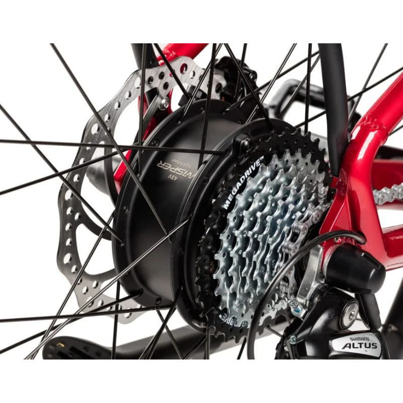 WISPER Wayfarer H7 Step-Through Electric Bike - Top Speed 15.5mph | 60-90mil Range | Hi Torque Hub-Drive | 250W Power - Red