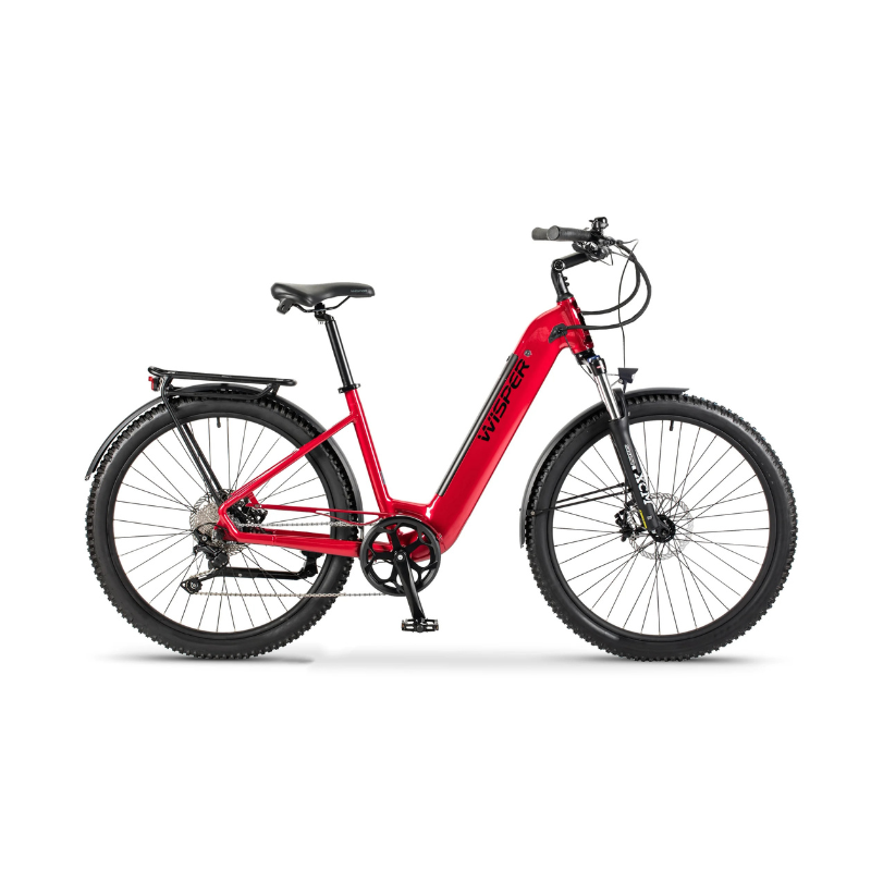 WISPER Wayfarer H7 Step-Through Electric Bike - Top Speed 15.5mph | 60-90mil Range | Hi Torque Hub-Drive | 250W Power - Red