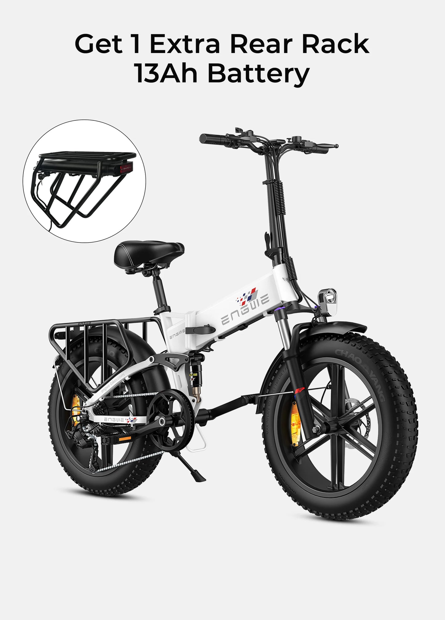 ENGWE ENGINE X Foldable Electric Bike Full Suspension - Top Speed 15.5mph | 62mi Range | 55Nm Torque | 250W Power