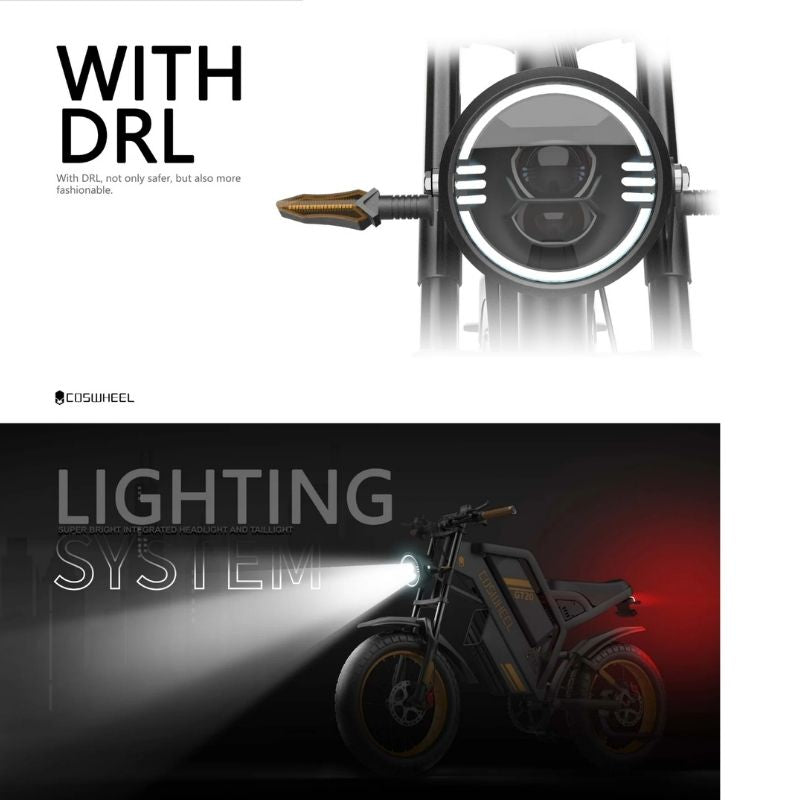 COSWHEEL GT20 Electric Bike 20" - 80Nm Torque | Top Speed 28mph | 87mi Range | 1000W Power