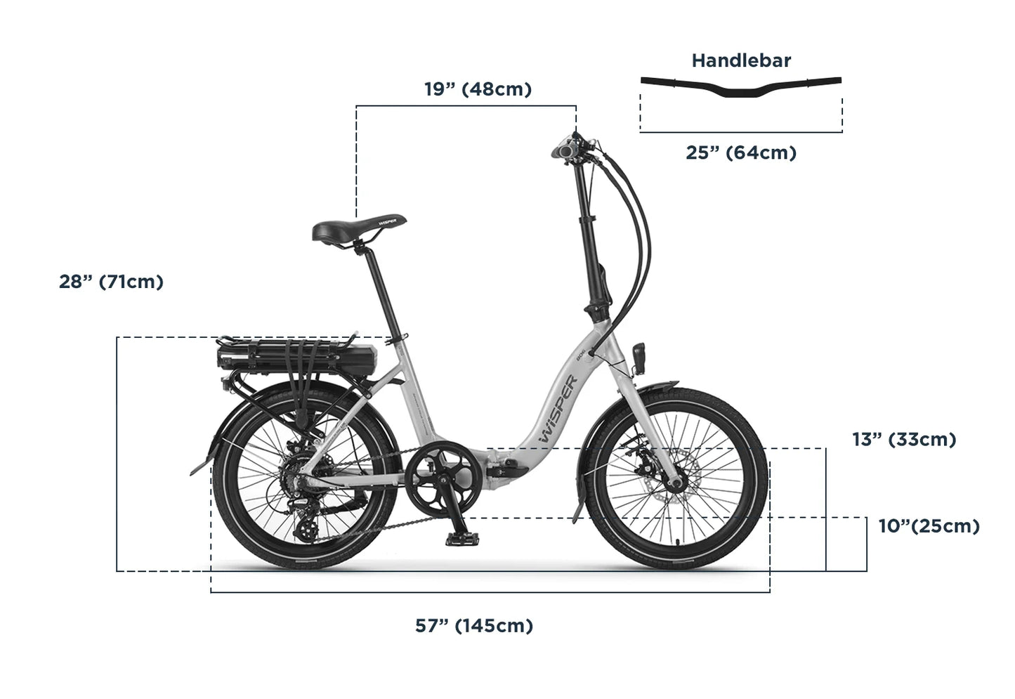 WISPER 806 20" Folding Low Step Electric Bike - Top Speed 15.5mph | 250W Power