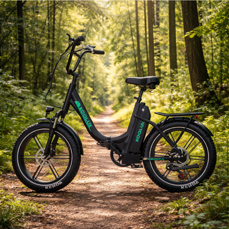 Koolus e0bike on traile in forest