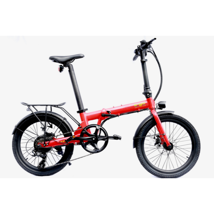 Red E-GO Max Folding Bike Side Picture With White Background