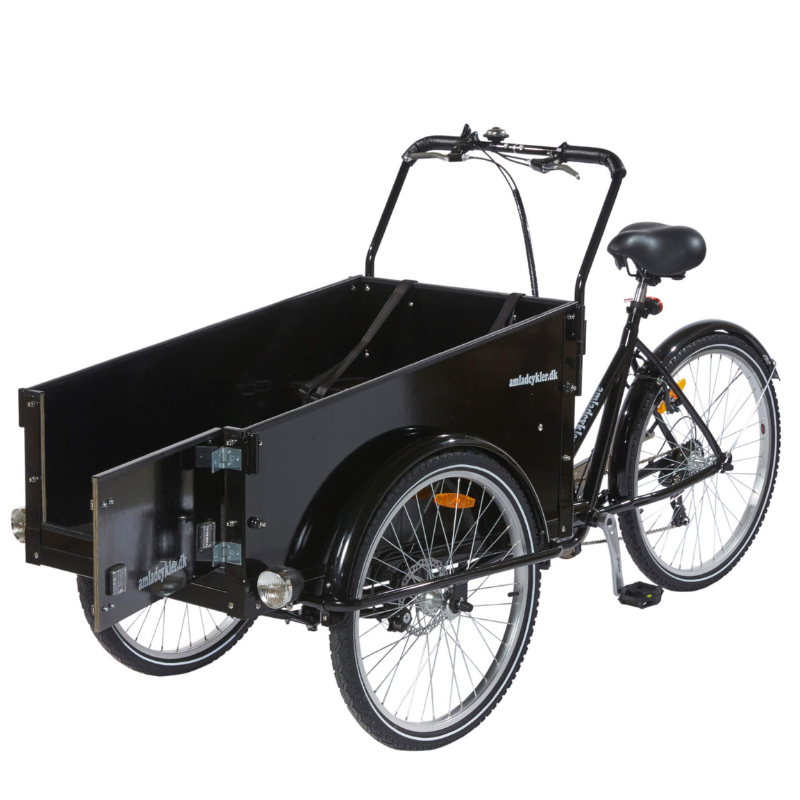 AMCargo Bikes Curve Dog Friendly Tadpole Electric Cargo Trike - Top Speed 15.5mph | 40mi Range | 250W Power - Black
