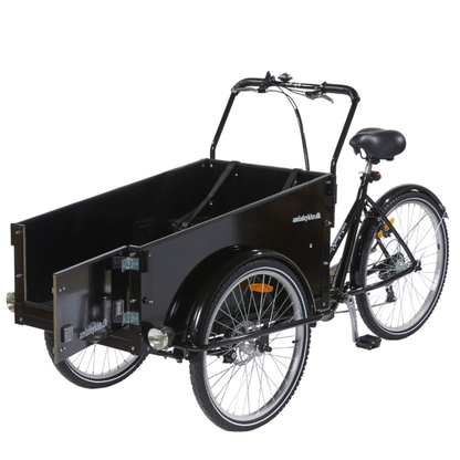 AMCargo Bikes Curve Dog Friendly Tadpole Electric Cargo Trike - Top Speed 15.5mph | 40mi Range | 250W Power - Black