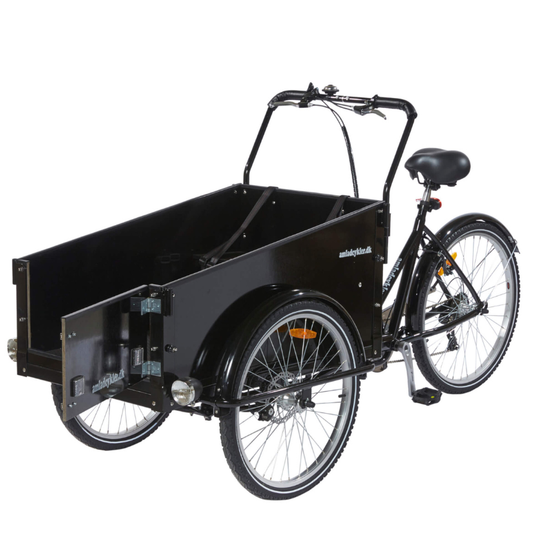 AMCargo Bikes Curve Dog Friendly Tadpole Electric Cargo Trike - Top Speed 15.5mph | 40mi Range | 250W Power - Black