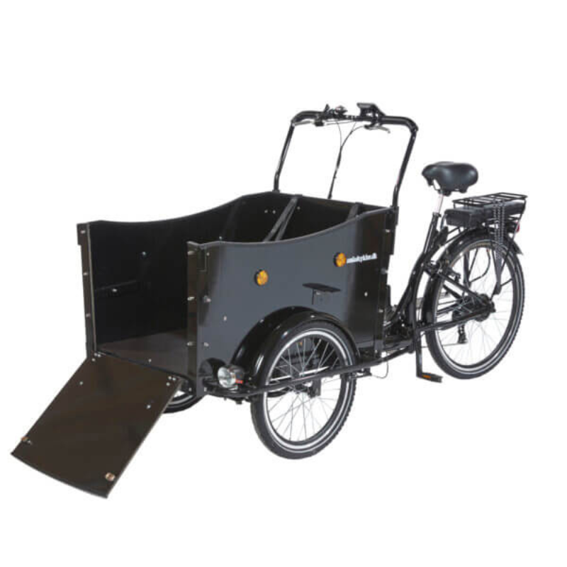 AMCargo Bikes Curve Dog Friendly Tadpole Electric Cargo Trike - Top Speed 15.5mph | 40mi Range | 250W Power - Black
