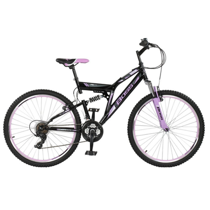 Black and purple Boss Venom bicycle on a white background