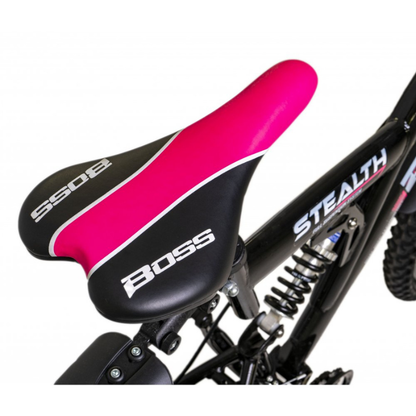 Boss Stealth 26” Mountain Bike Black/Pink – 21 Speed Full Suspension MTB with Disc Brakes | UK