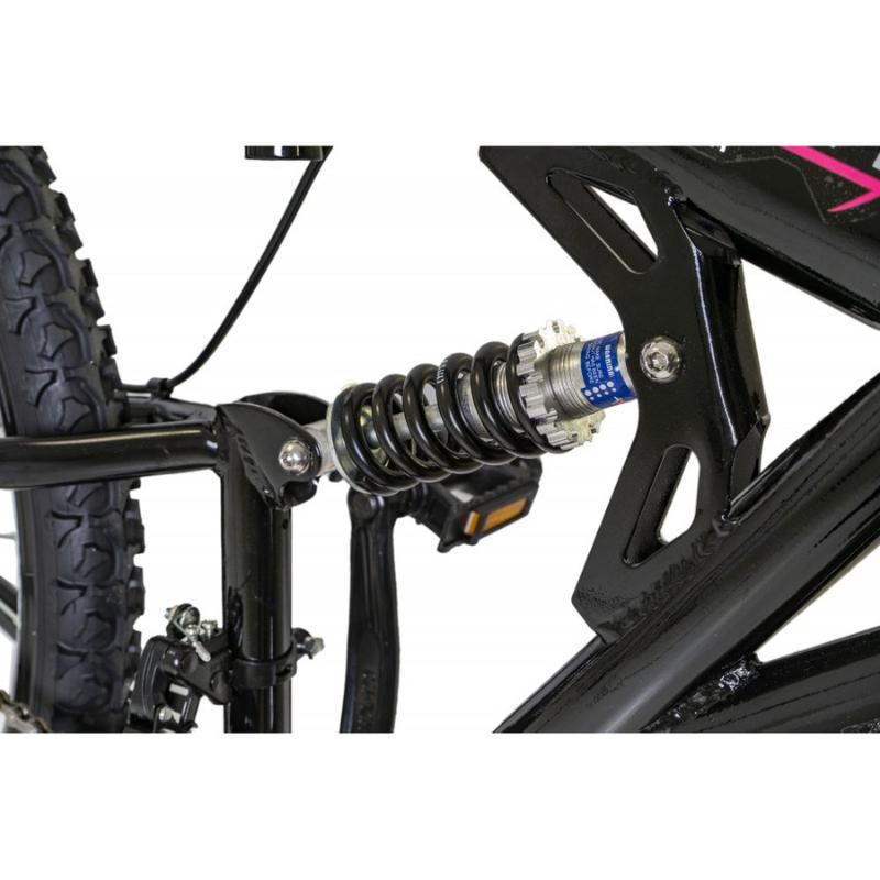 Boss Stealth 26” Mountain Bike Black/Pink – 21 Speed Full Suspension MTB with Disc Brakes | UK