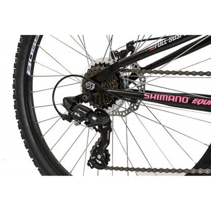 Boss Stealth 26” Mountain Bike Black/Pink – 21 Speed Full Suspension MTB with Disc Brakes | UK