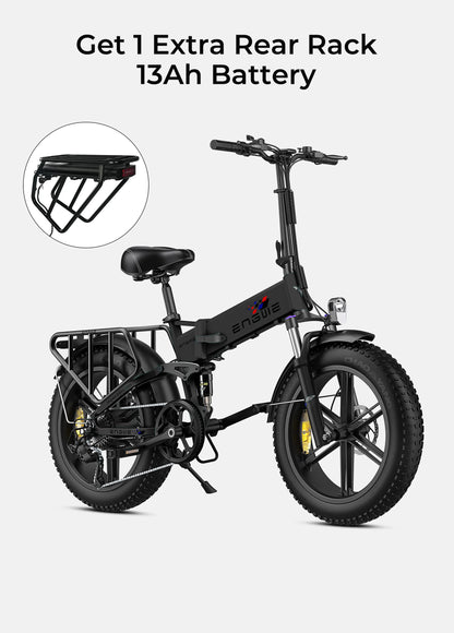ENGWE ENGINE X Foldable Electric Bike Full Suspension - Top Speed 15.5mph | 62mi Range | 55Nm Torque | 250W Power