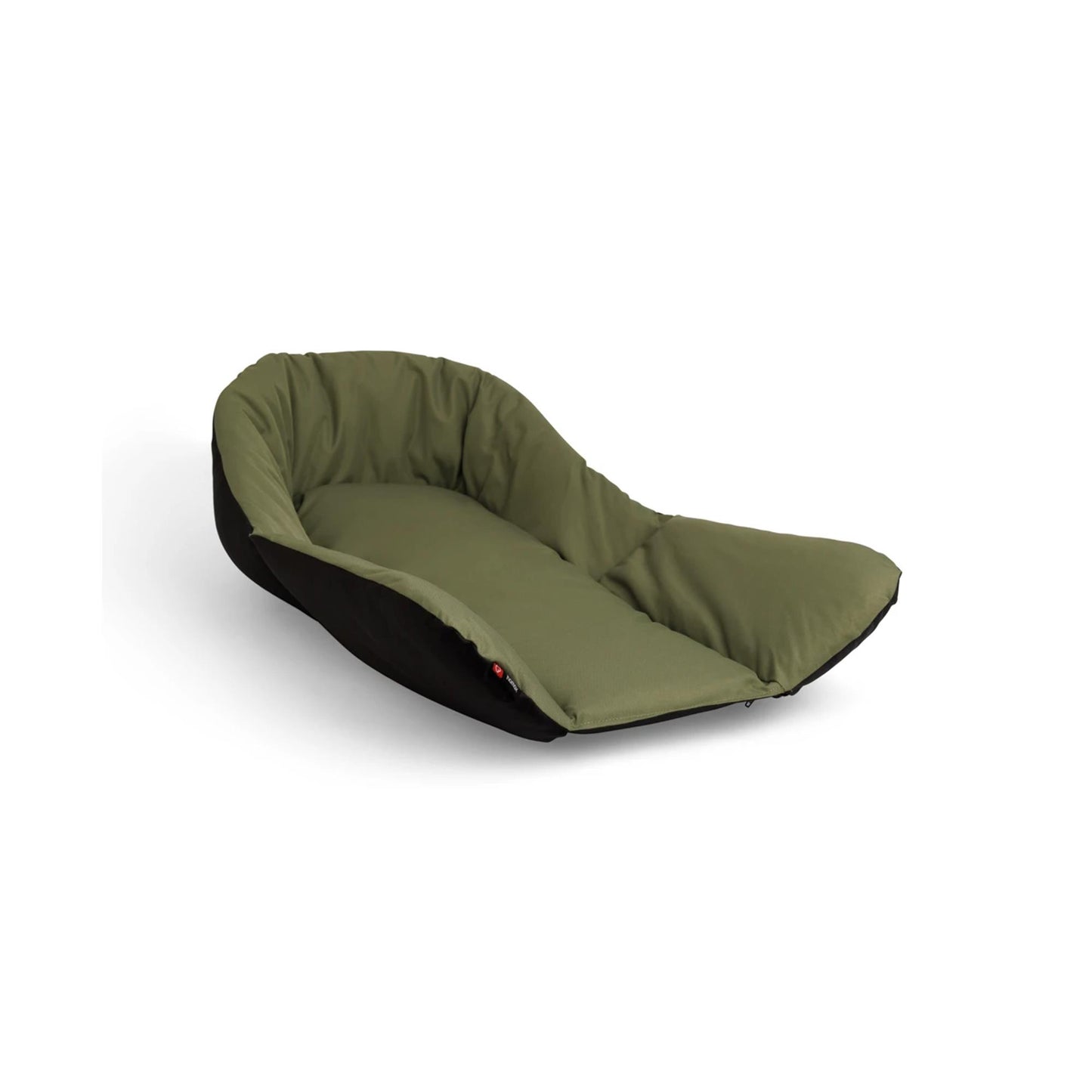 Green and black dog bed seat cover on a white background