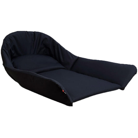  black dog bed seat cover on a white background