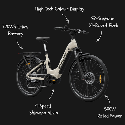 HIMIWAY A7 PRO E-Bike - 250W - 15.5mph - 50mil Range - 15Ah Battery