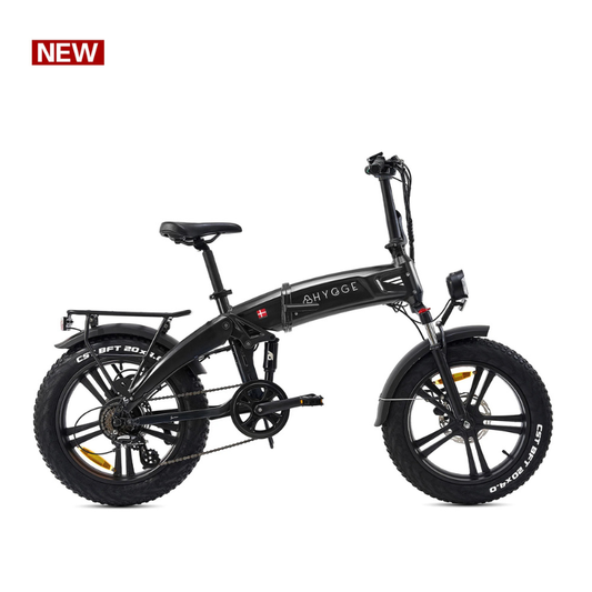 Hygge Sorø 250W Folding Fat Tyre Electric Bike – Full Suspension – Black