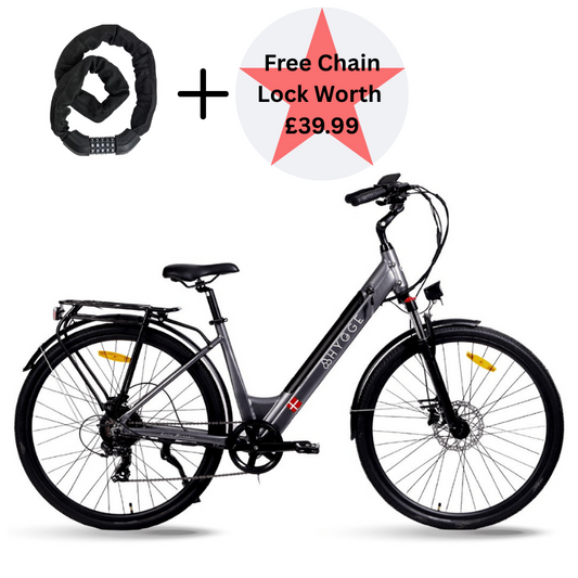 HYGGE AARHUS Step City Electric Bike - Top Speed 15.5mph | 50mi Range | 250W Power - Graphite Grey