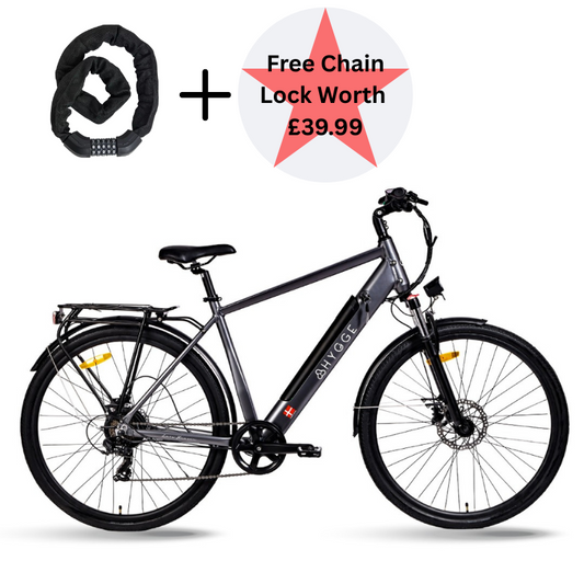 HYGGE AARHUS Urban Explorer Crossbar Electric Bike - Top Speed 15.5mph | 50mi Range | 250W Power - Graphite Grey