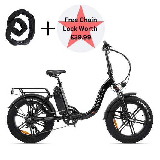 HYGGE Vester Step All Terrain Foldable Fat Tyres Electric Bike- Top Speed 15.5mph | 50mi Range | 48V Battery | 250W Power - Onyx Black