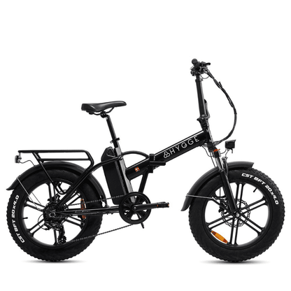 HYGGE Vester Foldable Fat Tyre All Terrain Electric Bike - Top Speed 15.5mph | 46mi Range | 48V Battery | Hub Motor | 250W Power - Onyx Black