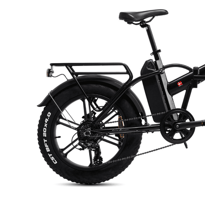 HYGGE Vester Foldable Fat Tyre All Terrain Electric Bike - Top Speed 15.5mph | 46mi Range | 48V Battery | Hub Motor | 250W Power - Onyx Black