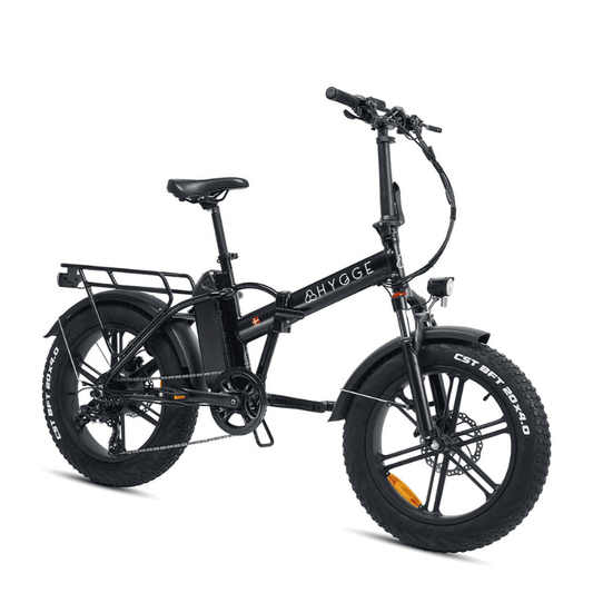 HYGGE Vester Foldable Fat Tyre All Terrain Electric Bike - Top Speed 15.5mph | 46mi Range | 48V Battery | Hub Motor | 250W Power - Onyx Black