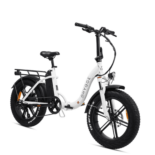 HYGGE Vester Step All Terrain Foldable Fat Tyres Electric Bike - Top Speed 15.5mph | 50mi Range | 48V Battery | 250W Power - Heron White