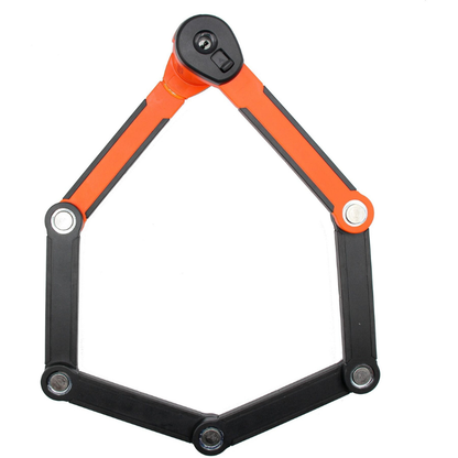 Black and orange Kryptonite Evolution Folding Lock unfolded with white background