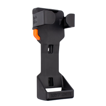 Black and orange Kryptonite bike lock mount on a white background