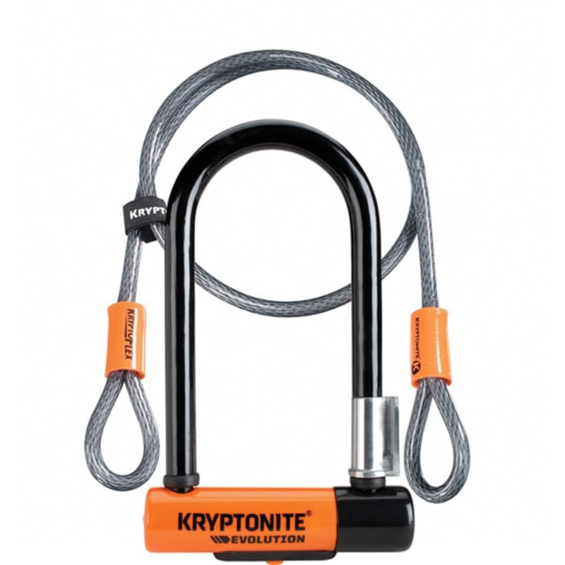 Kryptonite Evolution Mini 7 U-Lock with 4ft Cable & FlexFrame Bracket – Sold Secure Gold