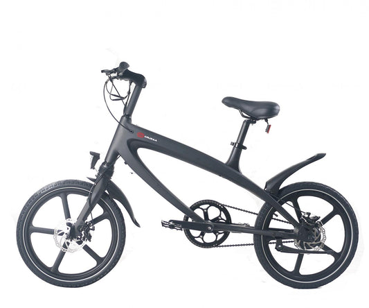 Cruzaa Electric City Bike Carbon Black E-Bike Bluetooth Speakers