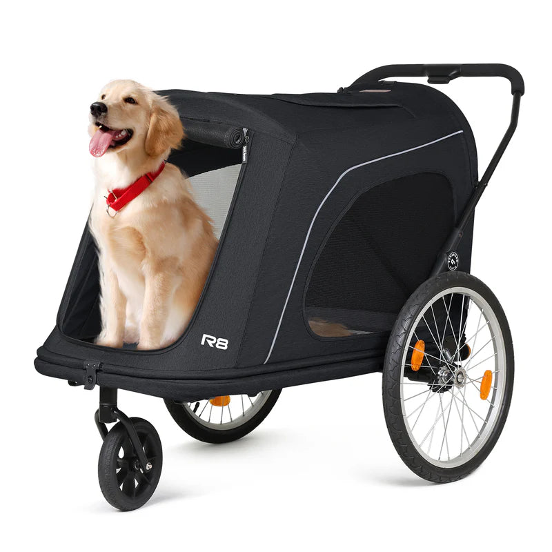 Beberoad R8 Large Dog Stroller & Bike Trailer – Foldable Pet Pushchair for Large Pets Non electric bikes only